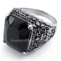 Titanium Ring With Black Zircon