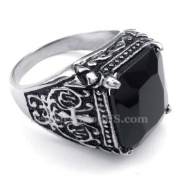 Titanium Ring With Black Zircon