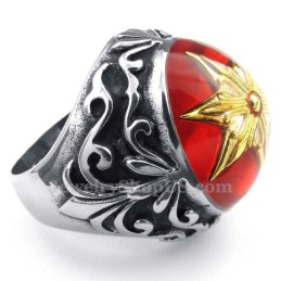Gold Star Of David Titanium Ring