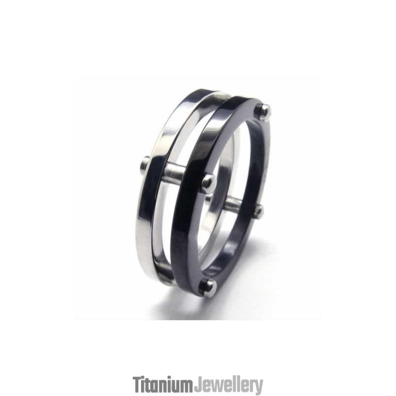 Two Circles Mens 6Mm Titanium Ring Two Circles Mens 6Mm Titanium Ring
