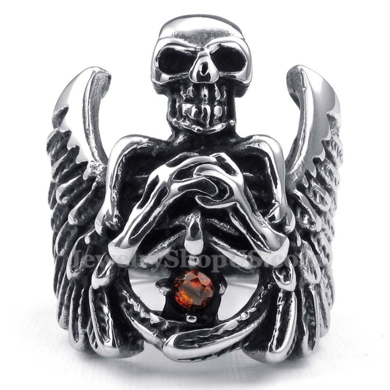 Titanium Skull Ring With Wing Titanium Skull Ring With Wing