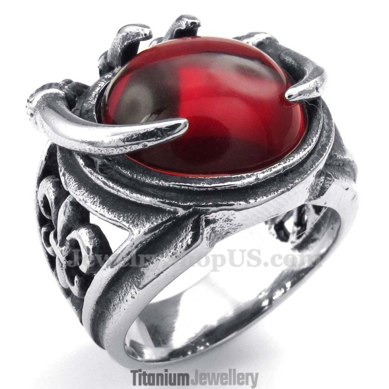 Titanium Ring With Red Zircon Titanium Ring With Red Zircon