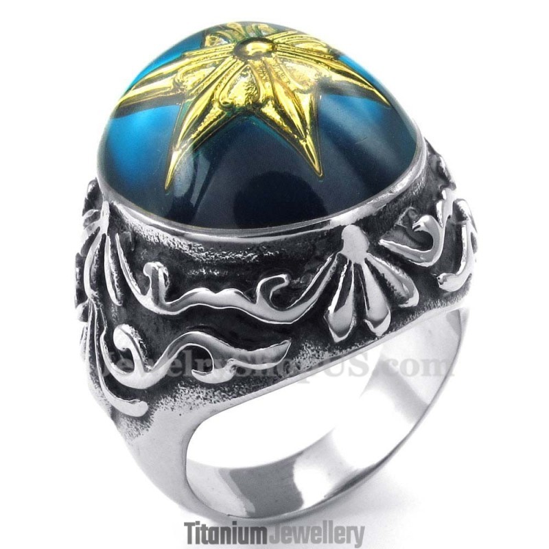 Gold Star Of David Titanium Ring Gold Star Of David Titanium Ring