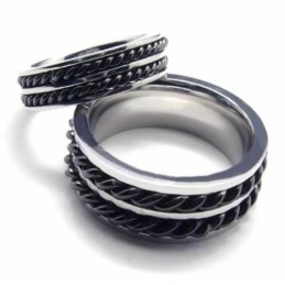 Titanium 5Mm Two Grooved With Chain Band Ring