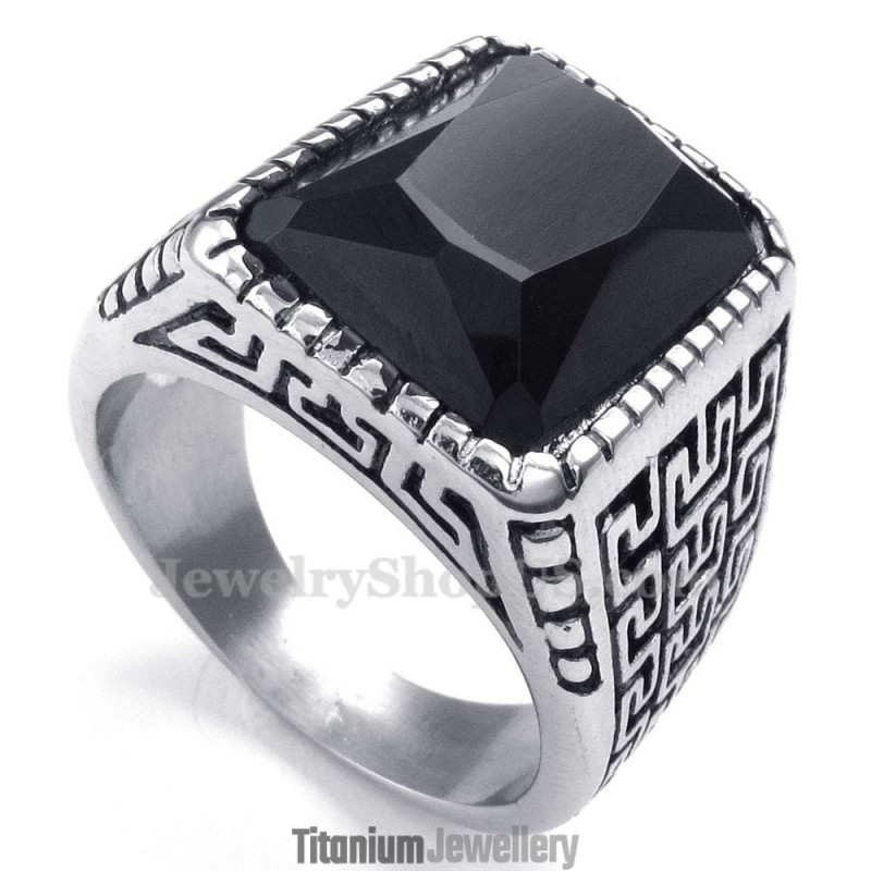 Mens Black Zircon Titanium Ring Mens Black Zircon Titanium Ring