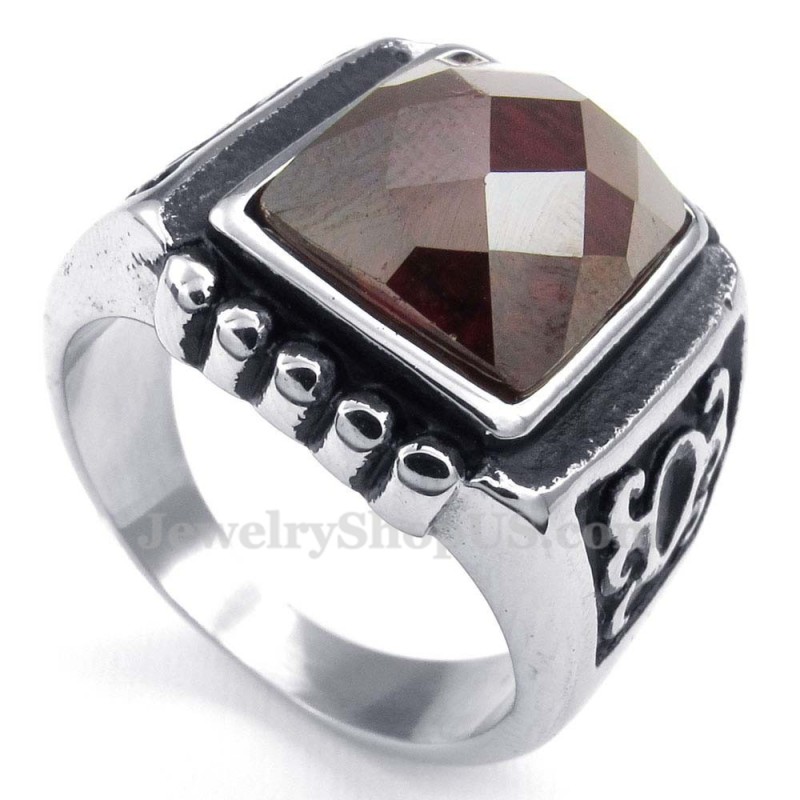 Red Zircon Titanium Ring Red Zircon Titanium Ring
