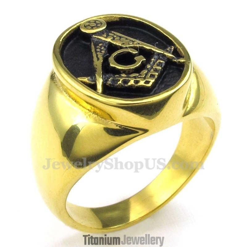 Gold Titanium Masonic Ring Gold Titanium Masonic Ring