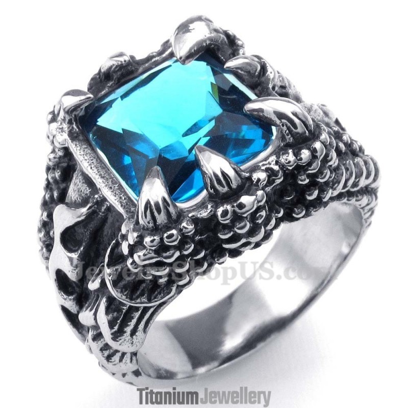 Titanium Ring With Blue Zircon Titanium Ring With Blue Zircon