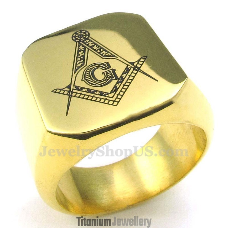 Gold Titanium Masonic Ring