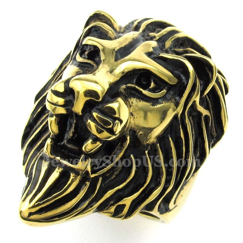 Gold Titanium Lion Head Ring Gold Titanium Lion Head Ring