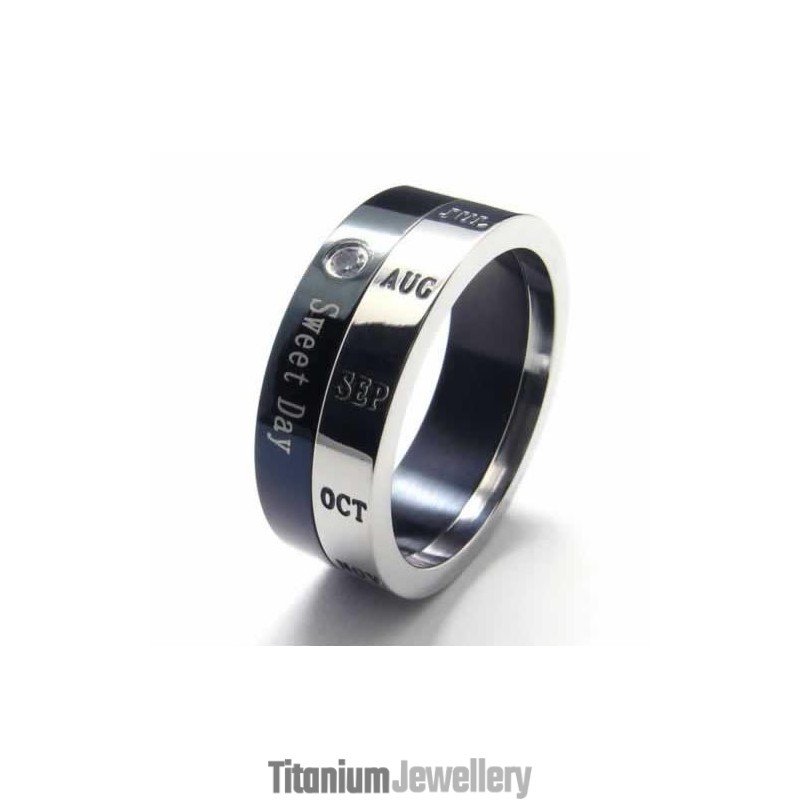 Sweet Day 8Mm Diamond Set Titanium Inlaid Court Band Ring