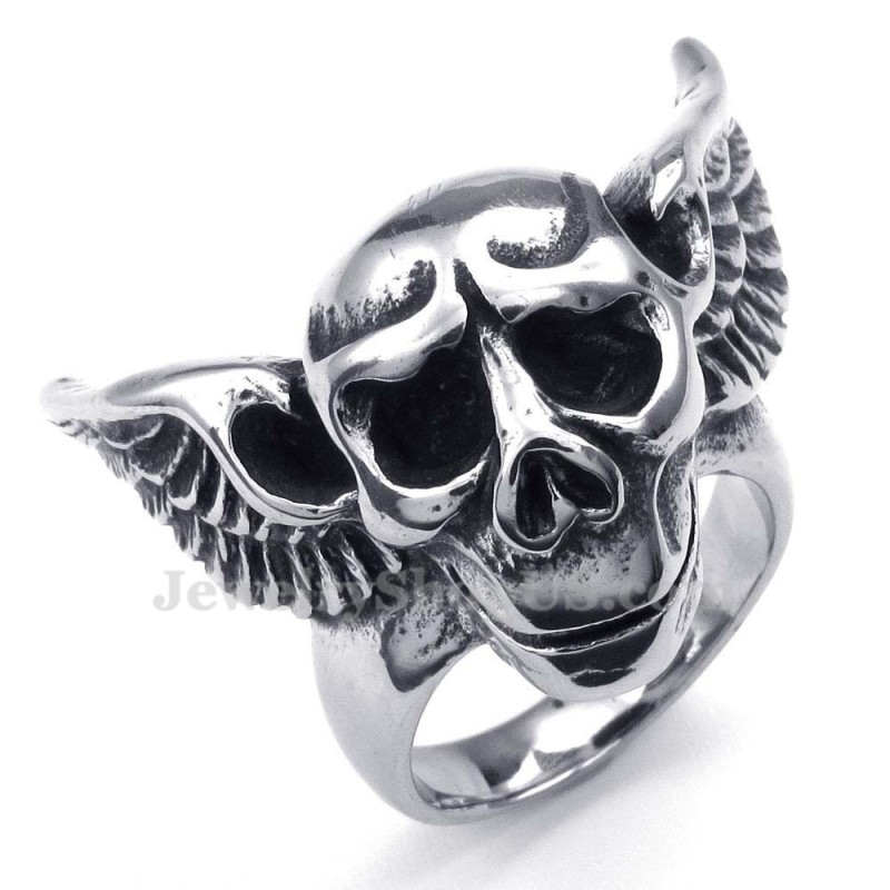 Titanium Skull Ring With Wings Titanium Skull Ring With Wings