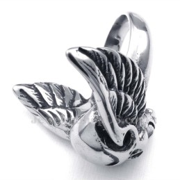 Titanium Skull Ring With Wings