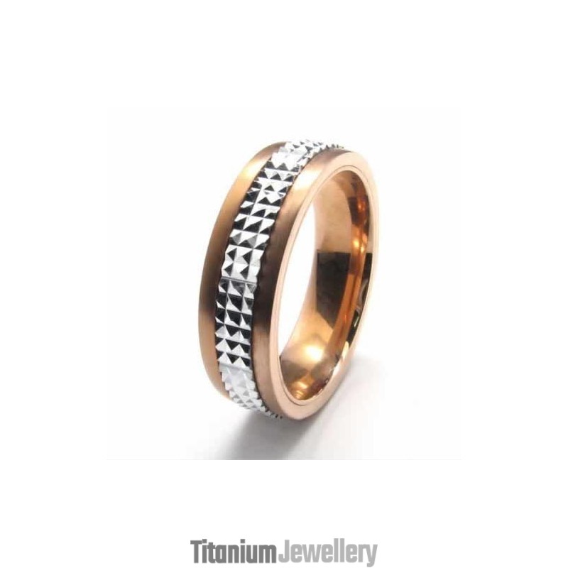6Mm Titanium & Glod Inlaid Court Band Ring 6Mm Titanium & Glod Inlaid Court Band Ring