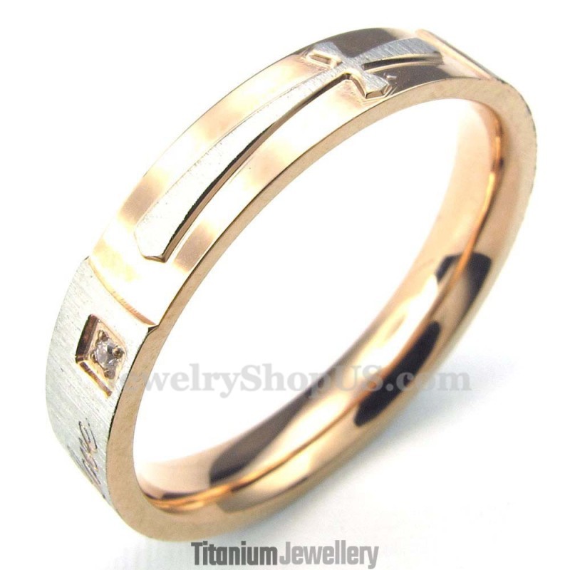 Rose Gold Titanium Cross Ring Rose Gold Titanium Cross Ring
