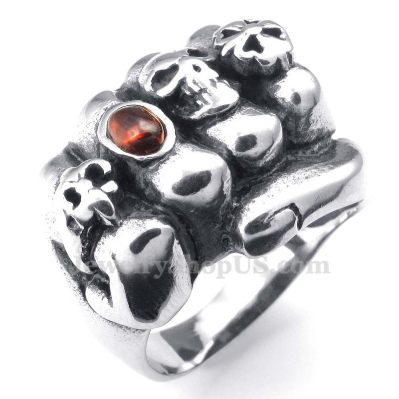 Titanium Fist Ring With Red Zircon Titanium Fist Ring With Red Zircon
