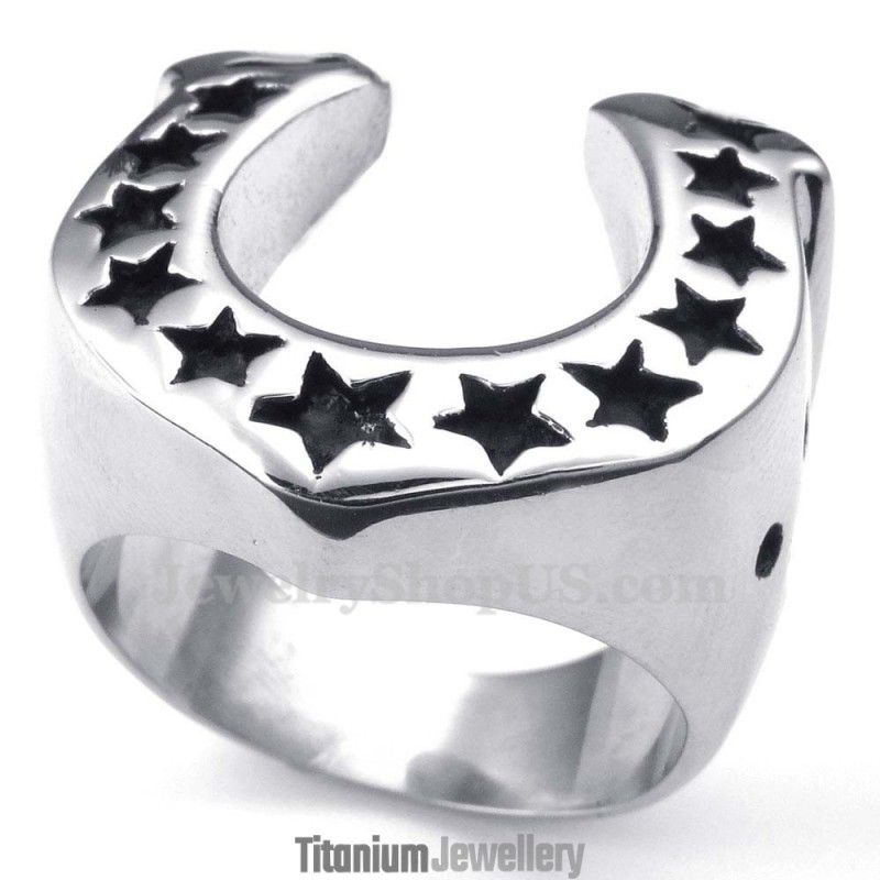 Five-Pointed Star Titanium Horse'S Hoof Ring Five-Pointed Star Titanium Horse'S Hoof Ring