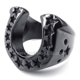 Five-Pointed Star Black Titanium Horse'S Hoof Ring
