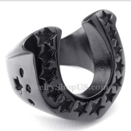 Five-Pointed Star Black Titanium Horse'S Hoof Ring