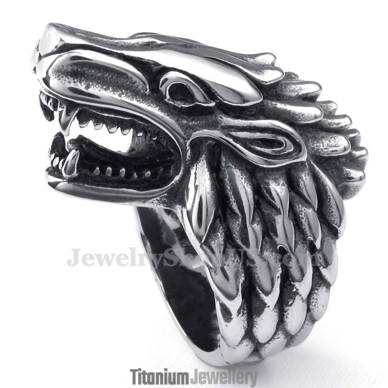 Titanium Wolf Head Ring Titanium Wolf Head Ring