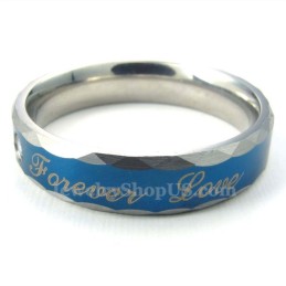 Forever Love Blue Titanium Couple Ring (Mens)