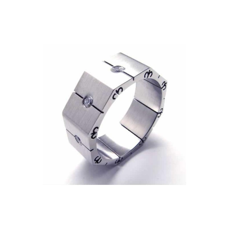 Diamond Set 8Mm Titanium Inlaid Court Band Ring