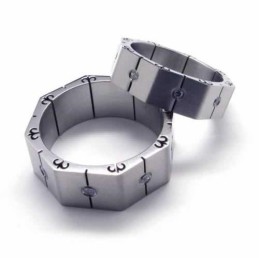 Diamond Set 8Mm Titanium Inlaid Court Band Ring