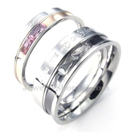 Titanium Lovers Ring With White Rhinestone