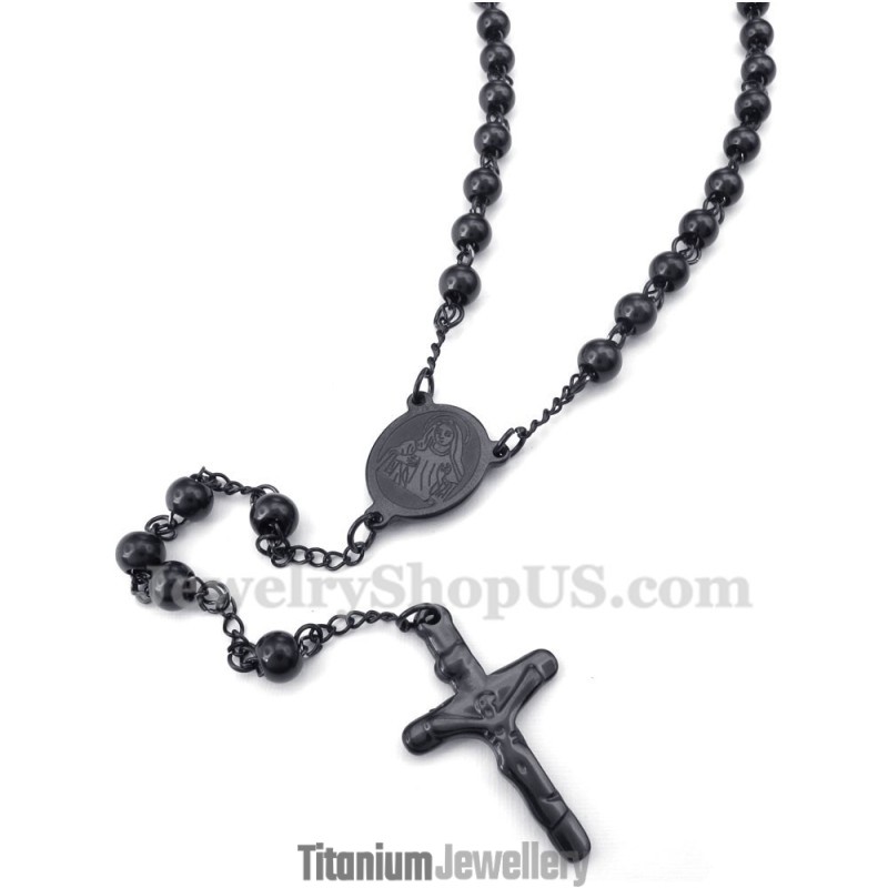 Black Color Titanium Jesus Pendant Necklace Black Color Titanium Jesus Pendant Necklace