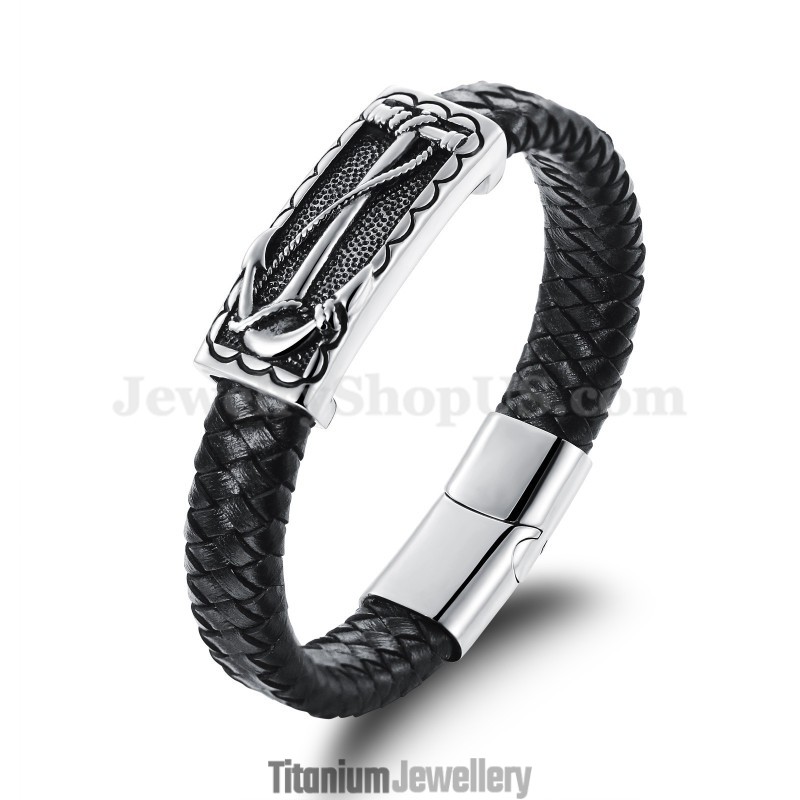 Exquisite Men's Titanium Leather Bracelet C948 Exquisite Men's Titanium Leather Bracelet C948