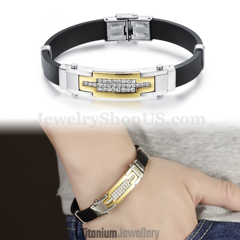 Hot Sale Men's Gold Color Zirconia Titanium Bracelet C934 Hot Sale Men's Gold Color Zirconia Titanium Bracelet C934