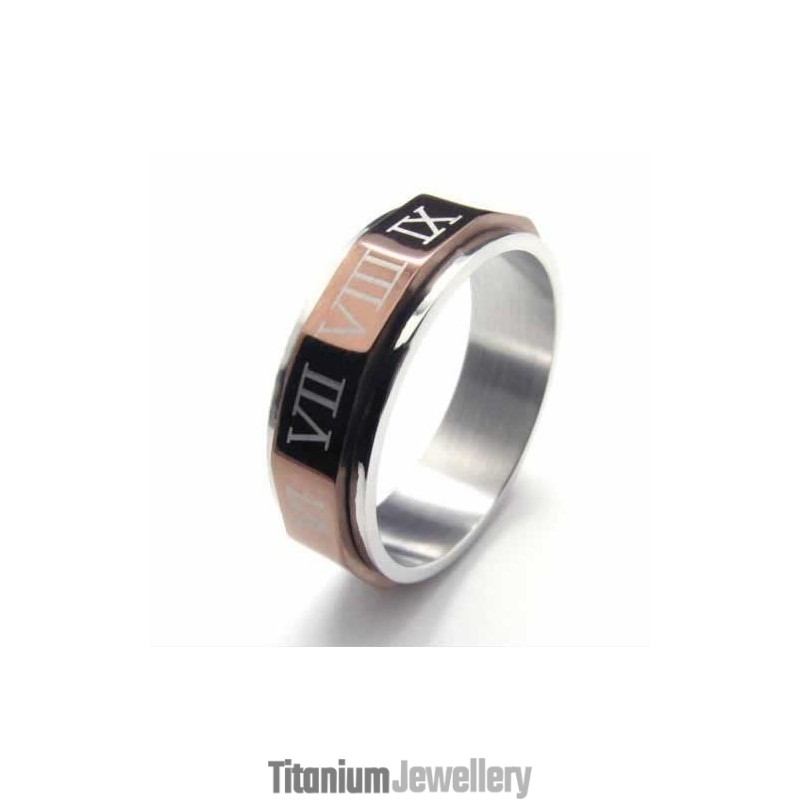 Roman Numerals Mens 7Mm Titanium Ring Roman Numerals Mens 7Mm Titanium Ring