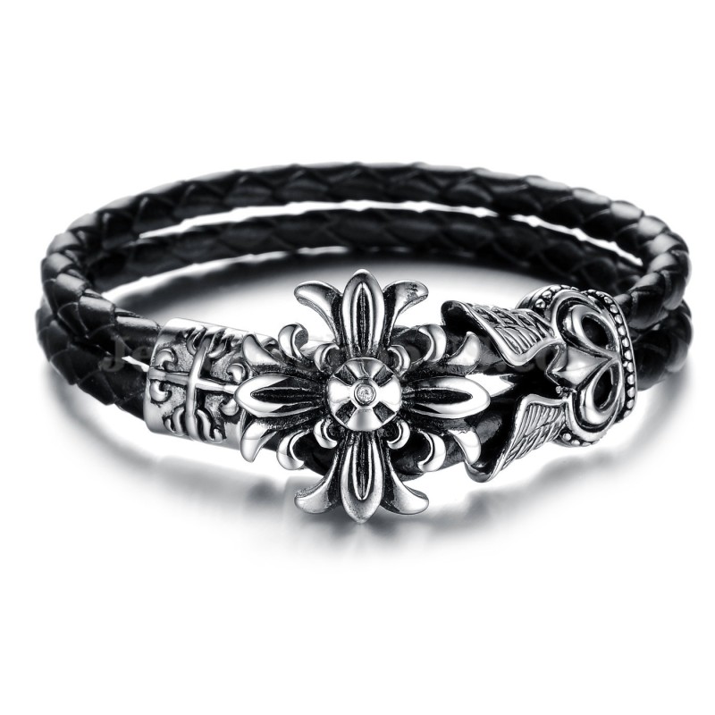 Good Sale Men's Titanium Leather Bracelet C871