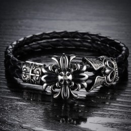 Good Sale Men's Titanium Leather Bracelet C871
