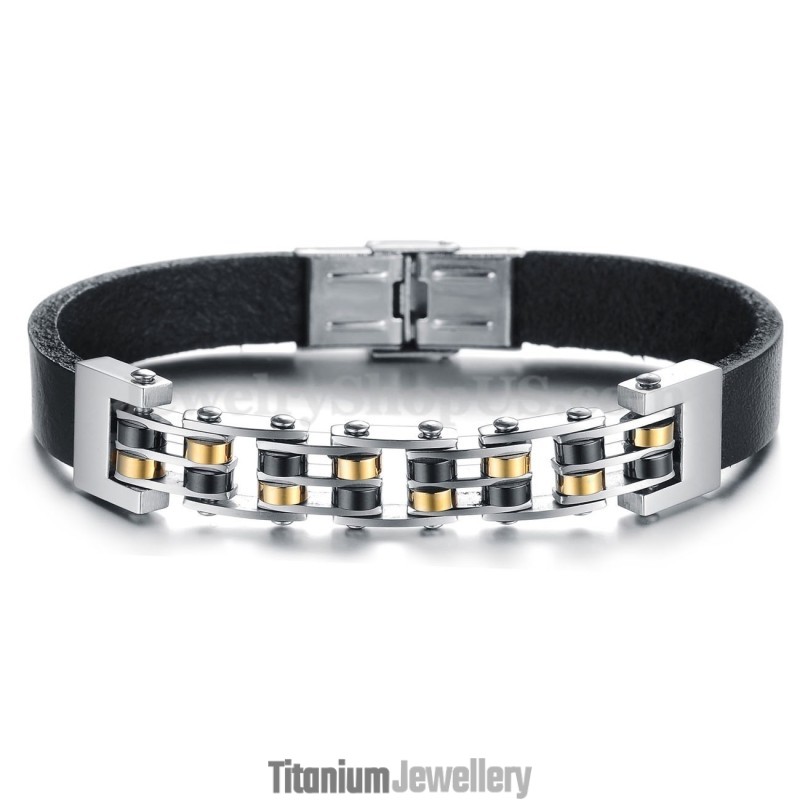 Hot Sale Men's Titanium Leather Bracelet C839 Hot Sale Men's Titanium Leather Bracelet C839