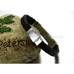 Personality Men's Titanium Leather Bracelet C817