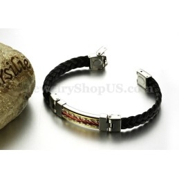 Personality Men's Titanium Leather Bracelet C817