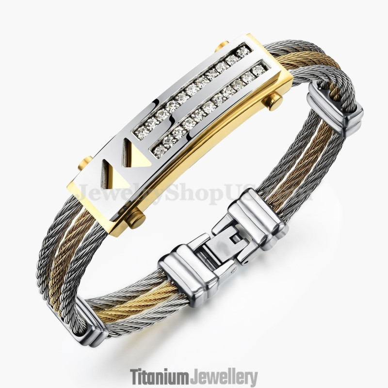 Men's Fashion Zirconia Titanium Bracelet C783 Men's Fashion Zirconia Titanium Bracelet C783