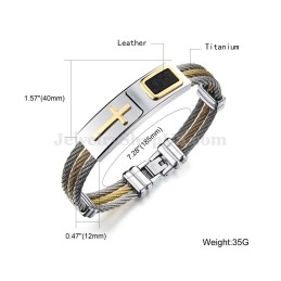 Men's Titanium Gold Cross Bracelet C785
