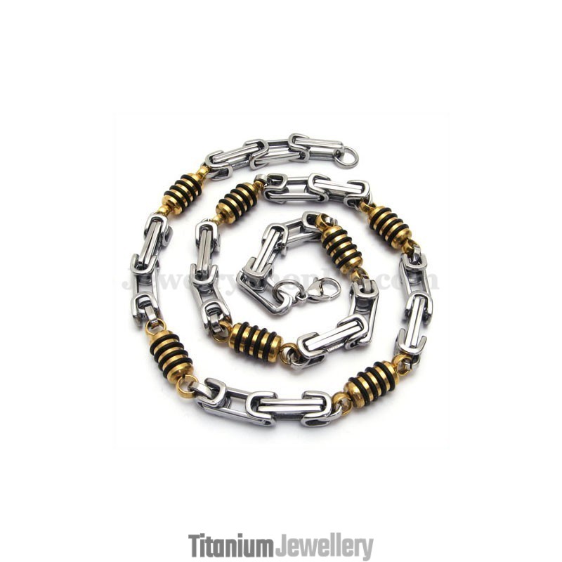 Silver Gold Men's Titanium Necklace Chain Silver Gold Men's Titanium Necklace Chain