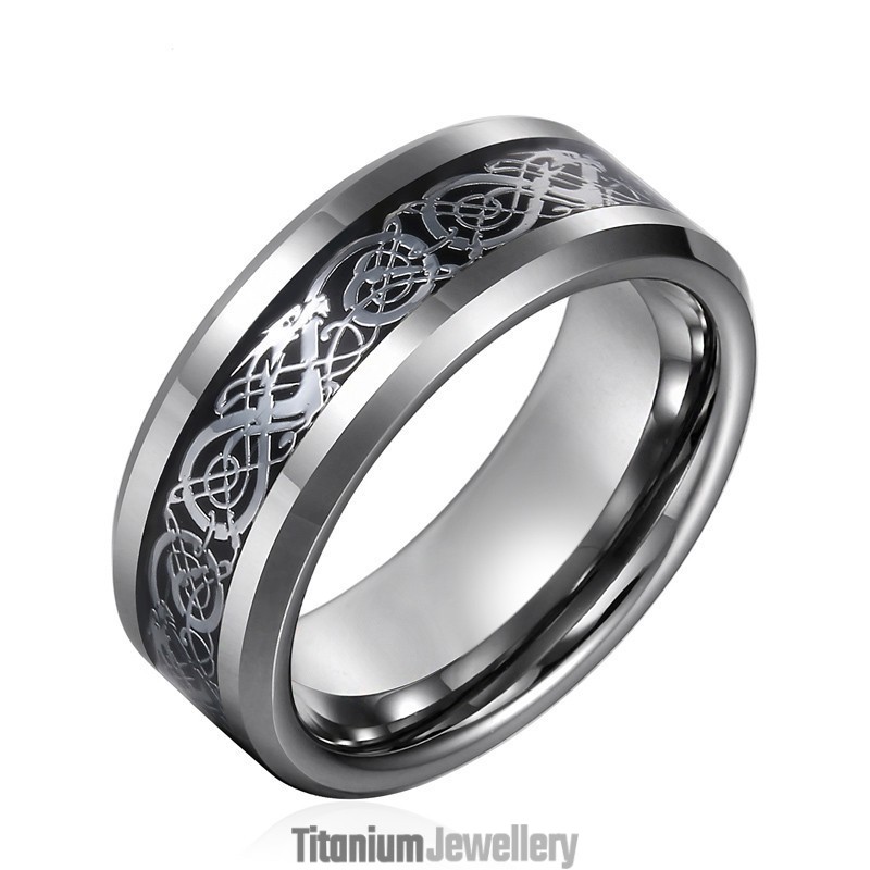 Men Fashion Personality Tungsten Rings With Dragon Patterns