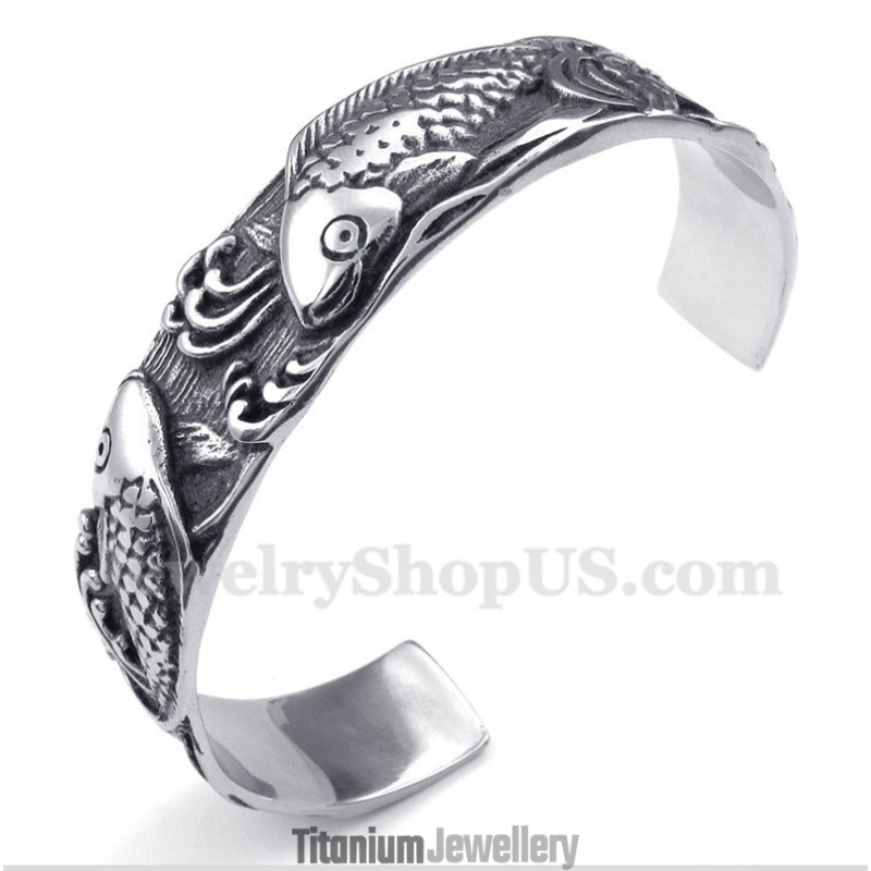 Men's Titanium Pisces Pattern Casted Bracelet Men's Titanium Pisces Pattern Casted Bracelet