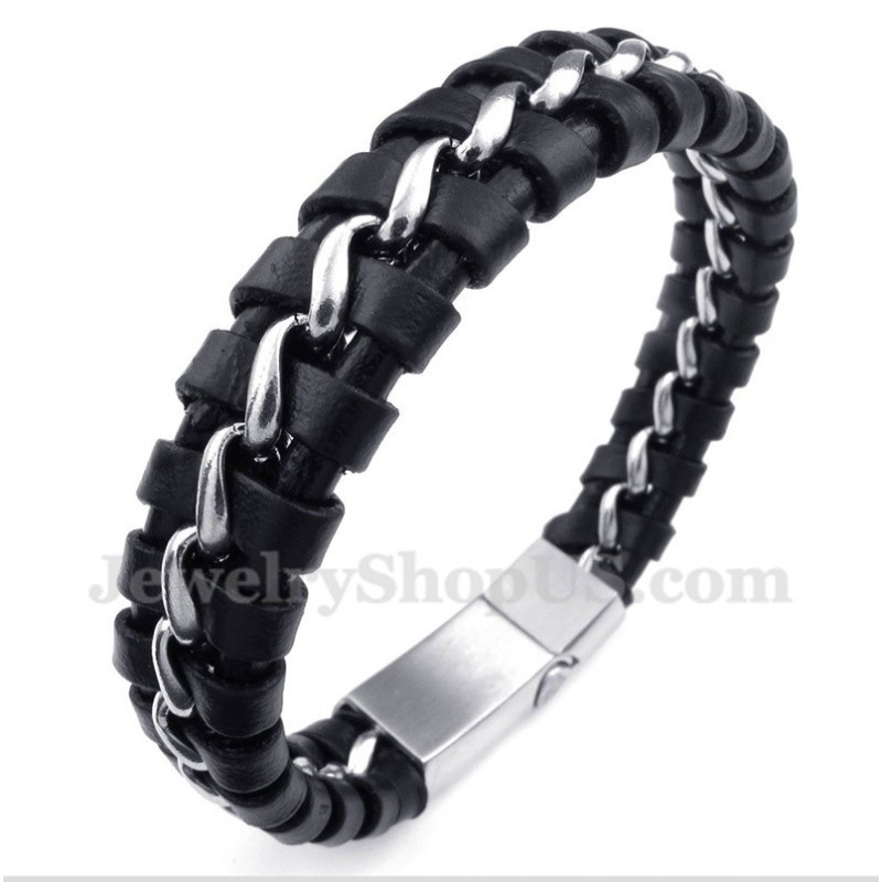 Men's Titanium Leather Bracelet Men's Titanium Leather Bracelet