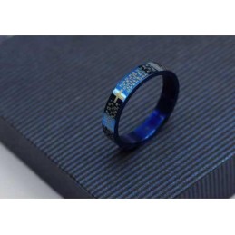 Bible Cross Mens 4Mm Blue Titanium Ring