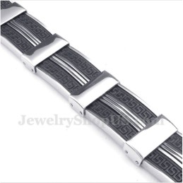 Men's Titanium Rubber Greek Meander Pattern Bracelet