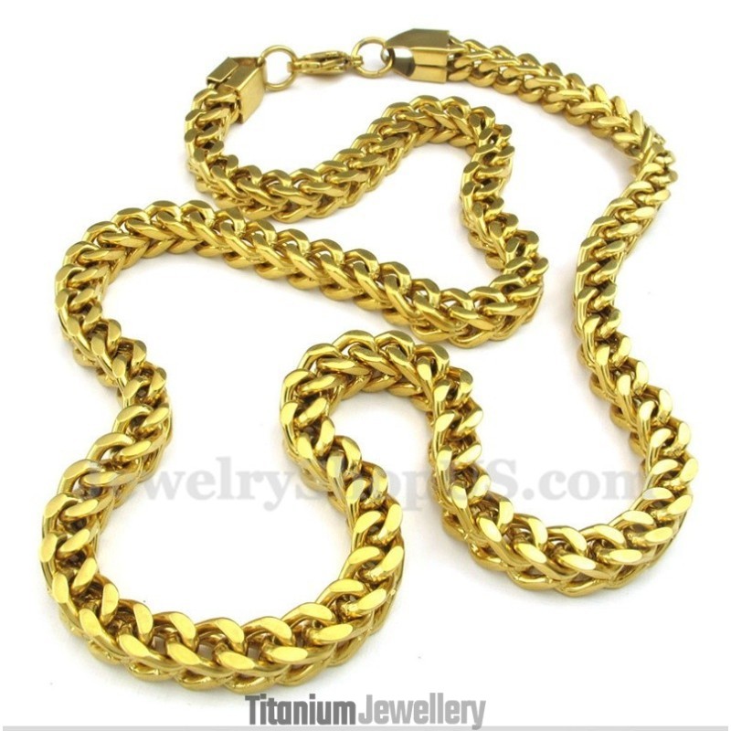 Men's Titanium Gold Necklace