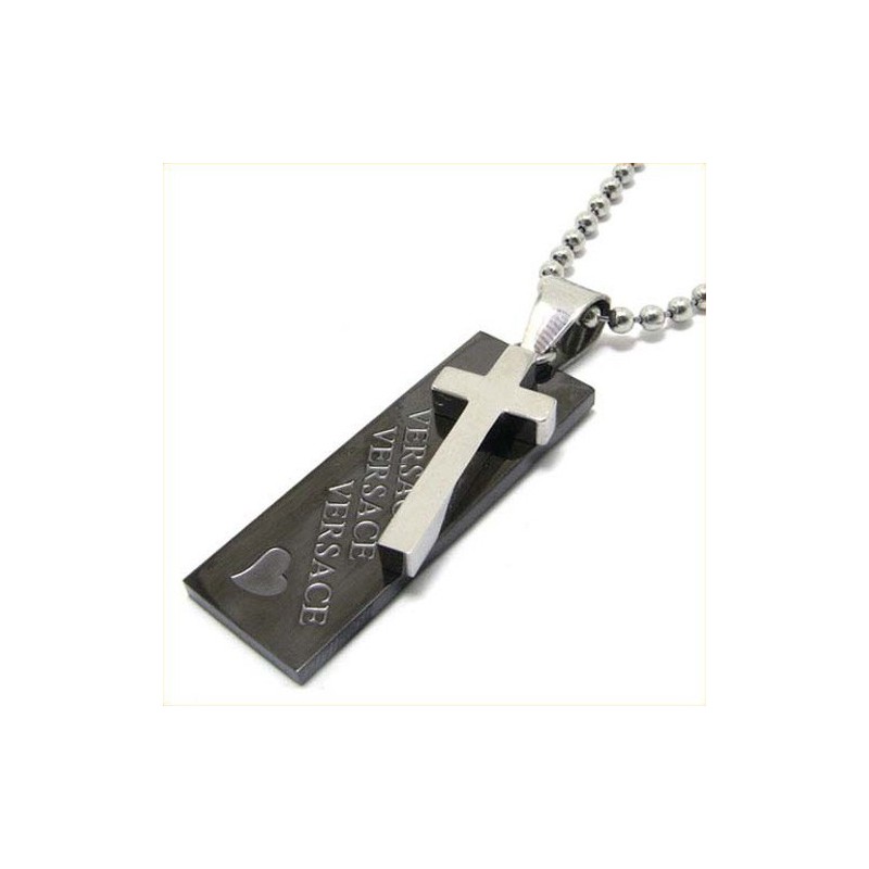 Love Heart Black Titanium Cross Pendant
