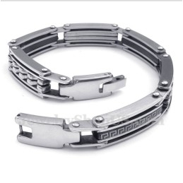 Men's Titanium Greek Meander Pattern Black Bracelet