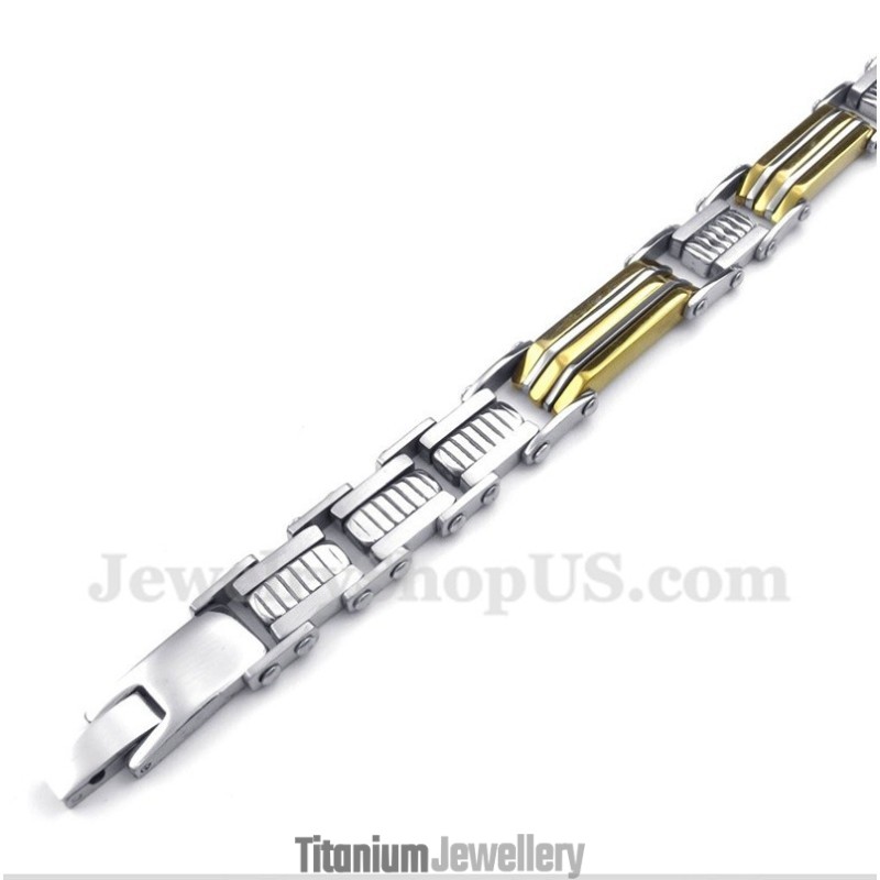 Men's Titanium Gold Trapezoid Bracelet Men's Titanium Gold Trapezoid Bracelet