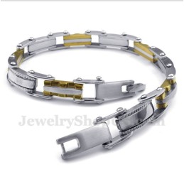 Men's Titanium Gold Serrated Bracelet
